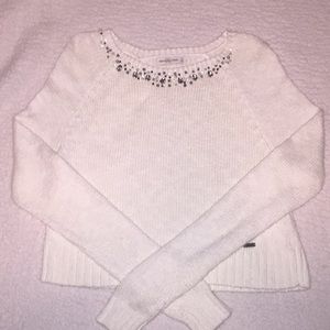 Abercrombie & Fitch white embellished crop sweater